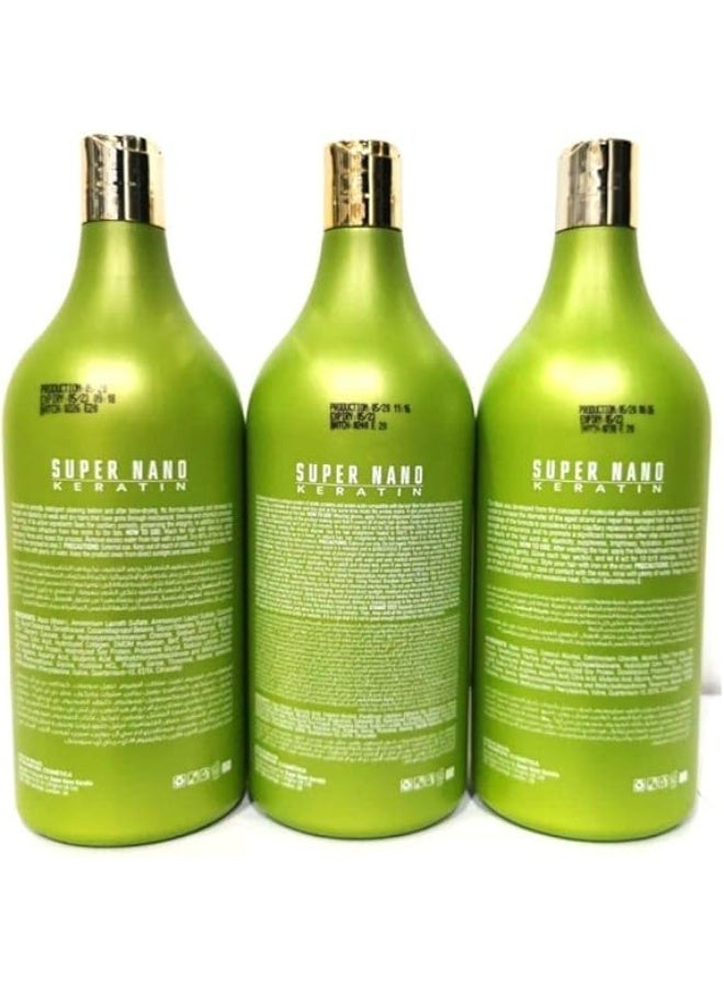 SUPER NANO KERATIN Brazilian Keratin Supreme Hair Smoothening Treatment Kit, Straightness and Soften Hair, 3x1000 ml - Image 3